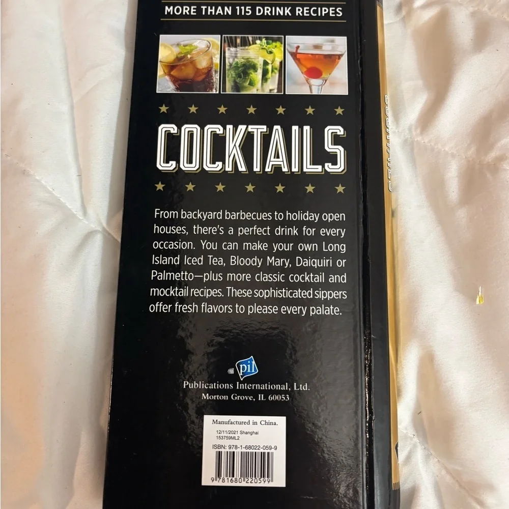 Black and Gold All your favorite Cocktail Recipe Book- whiskey Gin Brandy Rum